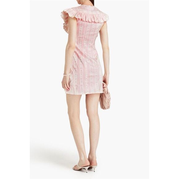 Sindiso Khumalo NWT Pink Ruffled Silk Mini Dress Size UK 10/US 6 - Picture 3 of 12